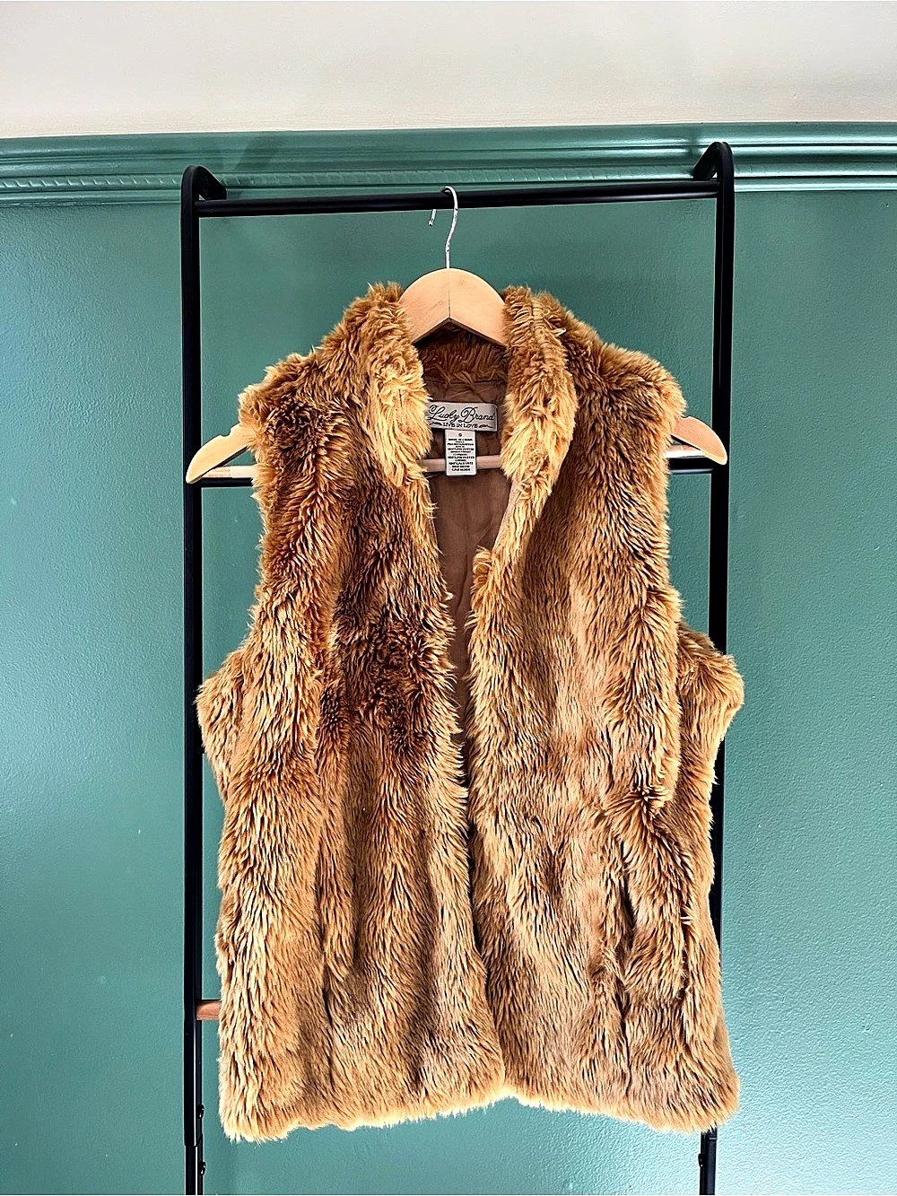Lucky Brand Faux Fur Vest in Brown Size Small Like New